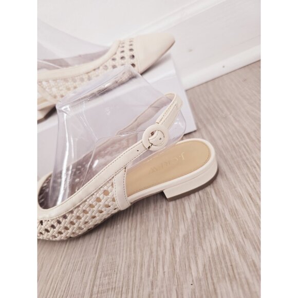 J. Crew Woven Ivory Slingback Flats 8 Buckle Old Money Cap Almond Toe Boho Shoes - Picture 3 of 11